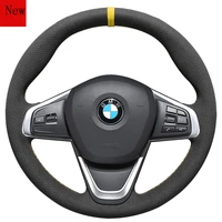 diy hand stitched leather suede car steering wheel coverfor bmw x1 series 120i 118i x2 4 series 425i 430i interior accessories