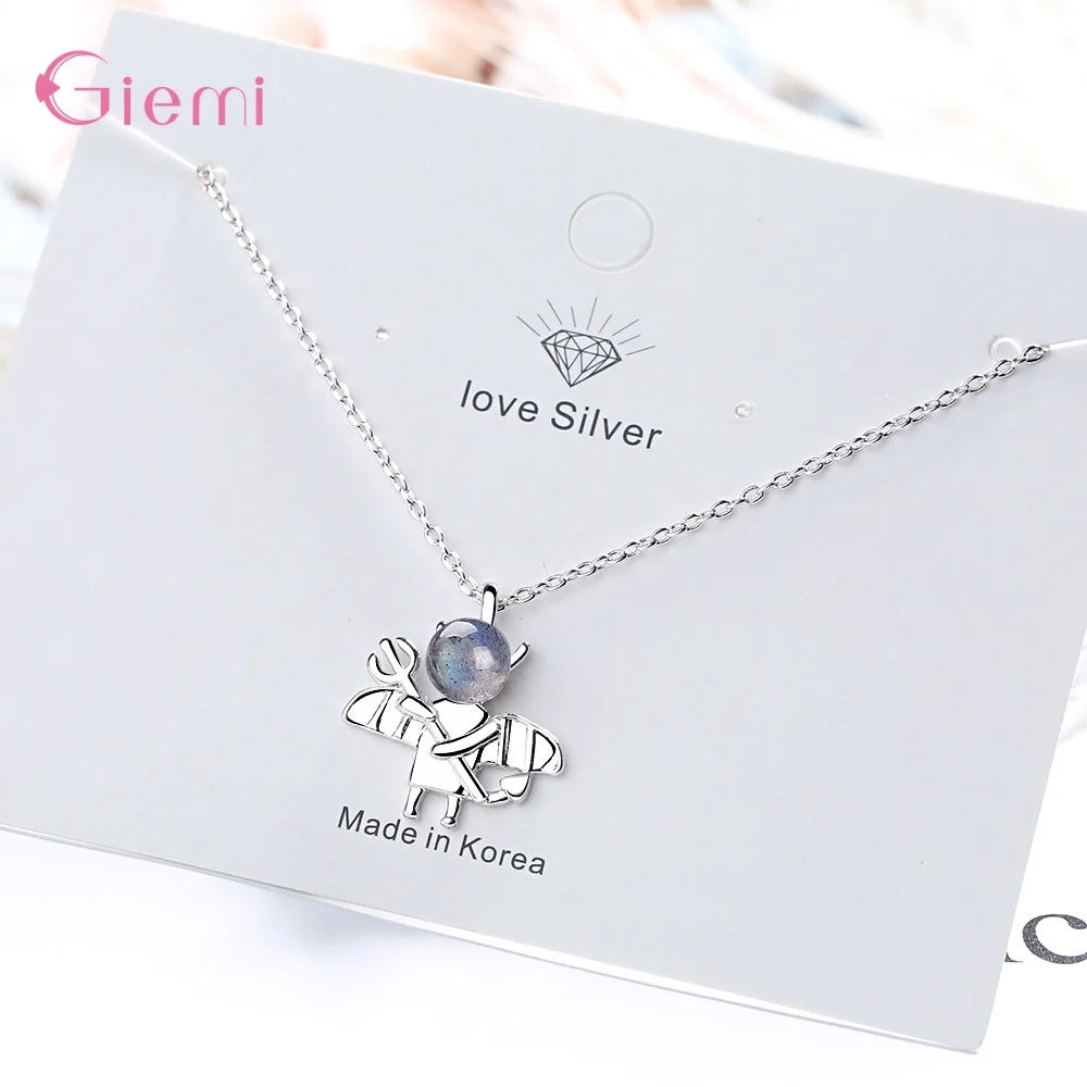 Ювелирные изделия из стерлингового серебра 925 пробы с лунным камнем и кристаллом