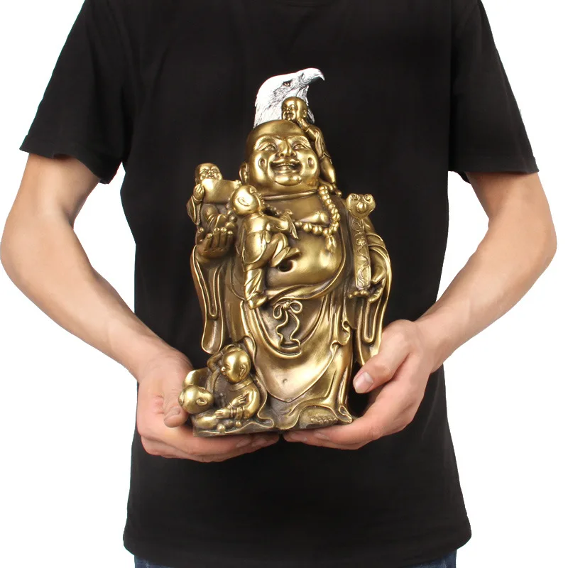 

MOZART Pure Copper Five Children Laughing Buddha Bronze Ornaments Crafts