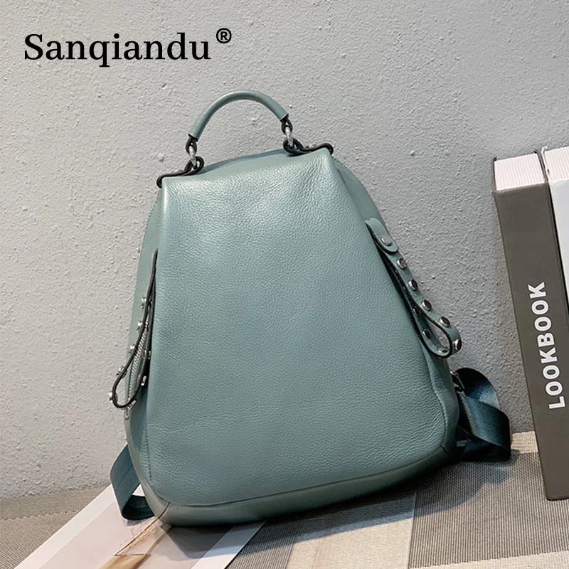 

Anti-theft Backpack Women Fashion Multifunctional Travel Backpack 100% Genuine Leather Large Capacity Shoulder Bags School Bag