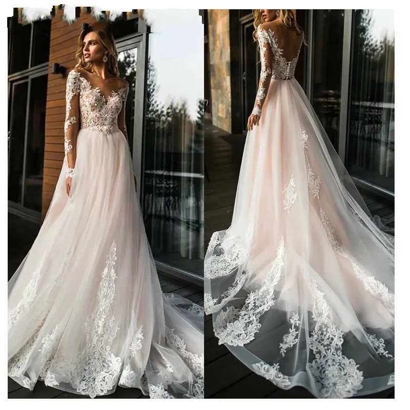 

Elegant Lace Wedding Dress Vestidos De Novia 2021 Simple A Line Bride Dress V Neck Sexy Romantic Floor Length Wedding Dresses