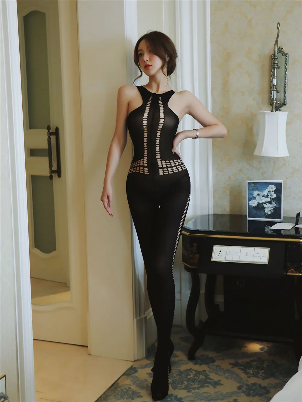 Обтягивающее черное горячее эротическое нижнее белье женское боди сексуальные