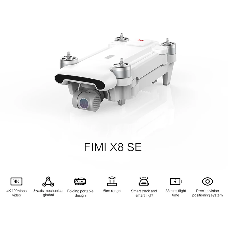 FIMI X8 SE Дрон X8SE для гоночного дрона радиоуправляемого вертолета 5 км с видом от первого лица 3-осевому гидростабилизатору 4K Full HD Камера gps 33mins время полета RC Дрон Квадрокоптер RTF