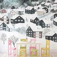 xue su customized large mural wallpaper nordic snow scene childrens small house color tv background wall cloth wall