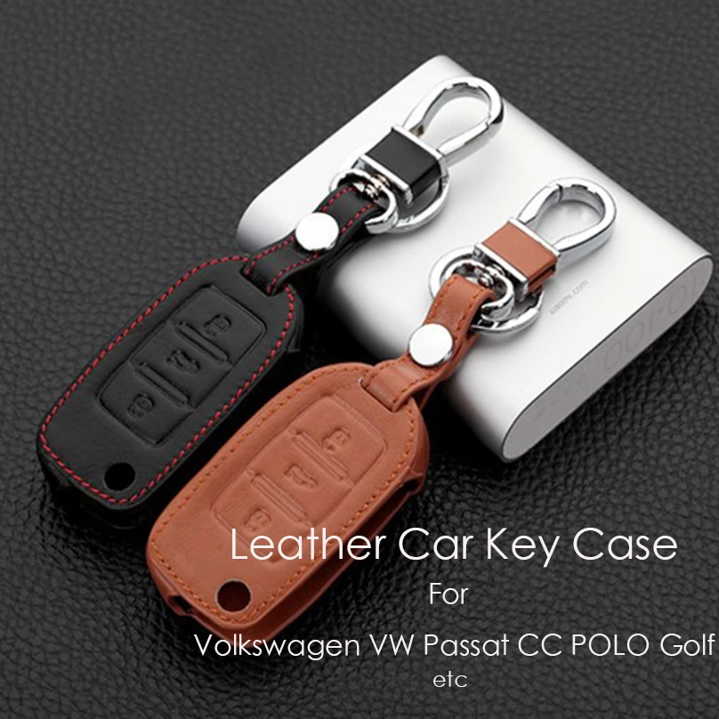 Кожаный чехол для автомобильных ключей Volkswagen VW Passat CC POLO Golf jetta tiguan Gol CrossFox Plus Eos