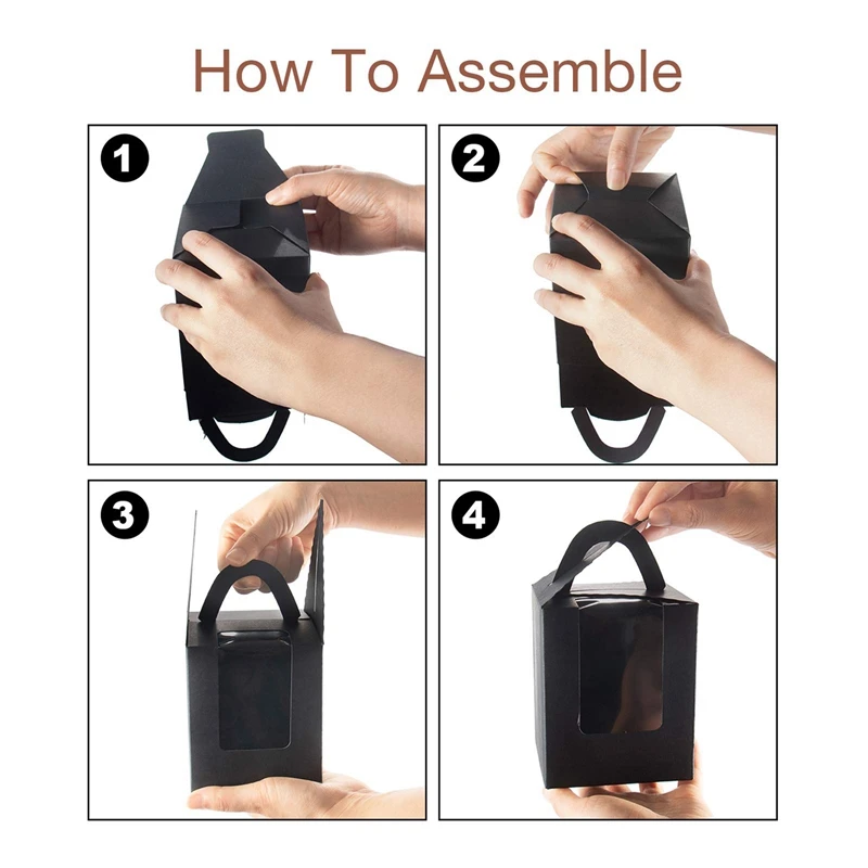 

50 PCS Cupcake Boxes Cupcake Containers with Insert Handle and Window Kraft Cupcake Holder for Cookies Candies Pastries