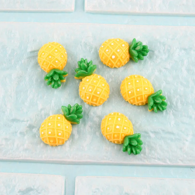 

8pcs 15*26mm Flatback Resin Fruit Yellow Pineapple Charms for DIY Decoration Phone Keychain Hair Accessories Jewelry Making