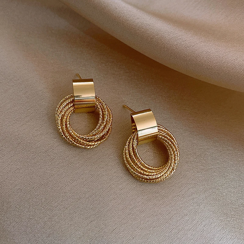 

CAOSHI Exquisite Gold Color with Round Circle Pendant Earrings Luxury Valentines Gift for Girlfriends Exquisite Women's Jewelry