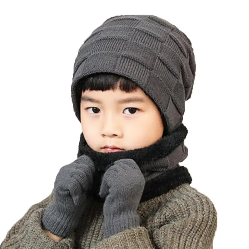 

2021 Winter Warm Cap Cartoon Animal Hat Scarf Child Cotton Inner Beanies Hat And Ring Scarves Kids Girl Boy Kids Hat Scarf set