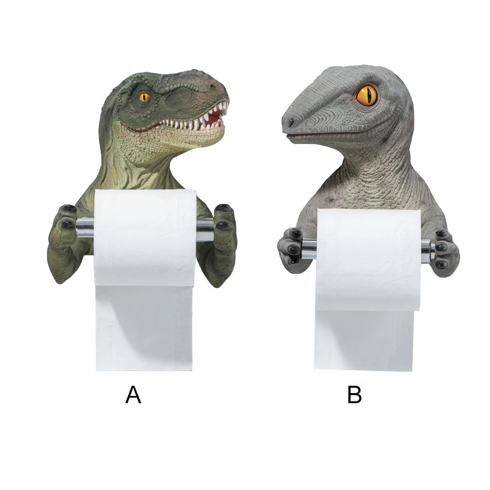 

Dinosaur Tissue Holder Box Wall-mounted Dinosaur Bathroom Storage Rack 3D Cartoon Animals Punch-free Bathroom Accessories