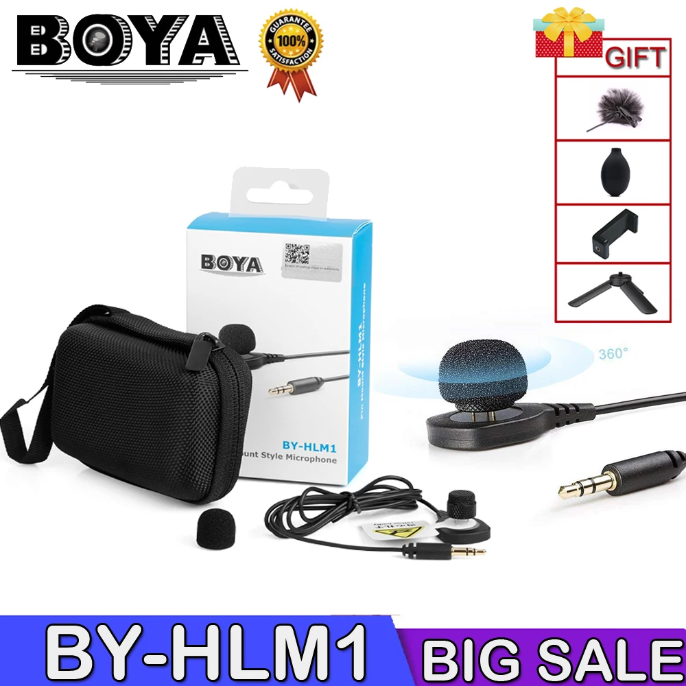 BOYA BY-HLM1 Omnidirection конденсаторный Lavalier Pin скрытый 3 5 мм разъем микрофон с ветровым