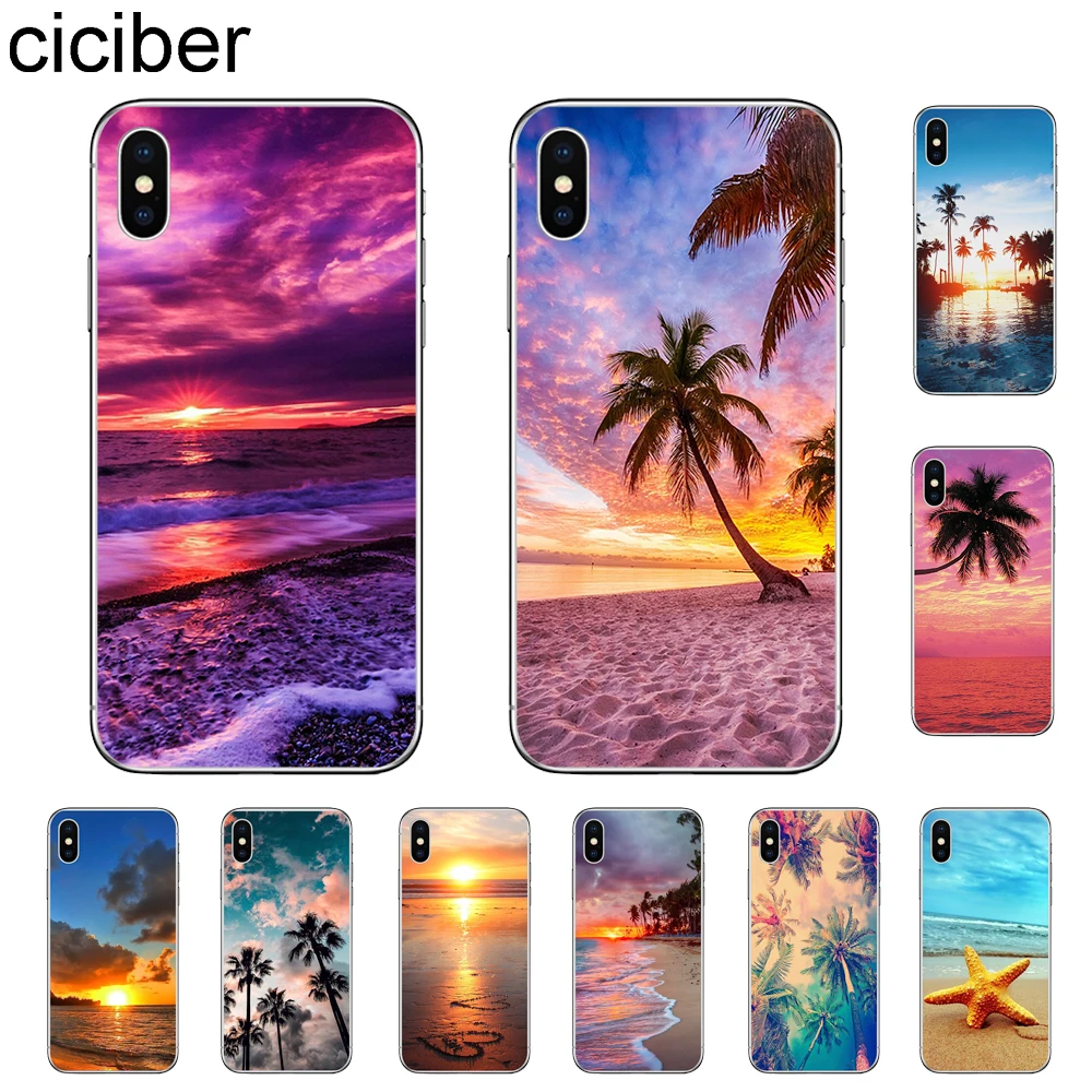 Ciciber пляжные чехлы для телефонов Apple iPhone 7 8 6 6s Plus X XR XS MAX 5 5S SE Мягкий чехол из ТПУ 11 Pro