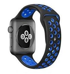 Мягкий силиконовый спортивный ремешок для apple watch ремешок 40 мм 44 мм браслет для iwatch 5 4 3 2 1 дышащий ремешок для часов 42 мм 38 мм - Цвет ремешка: black blue