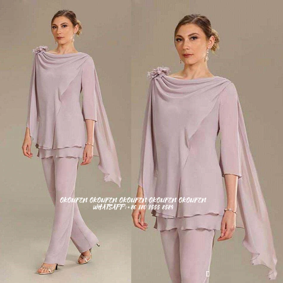 Шифоновые платья для матери невесты свадебные костюмы-брюки из 2 предметов с