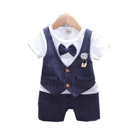 new summer children cotton clothes baby boys stripe bow o neck t shirts shorts 2pcssets infant kids fashion toddler tracksuits