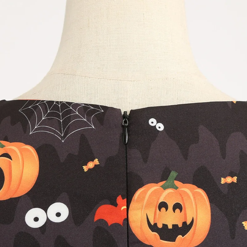 

Women Stylish Concise Breathable Soft Comfortable Cartoon Pumpkin Printed Elegant All-match Halloween Party Retro Ball Gown Dres