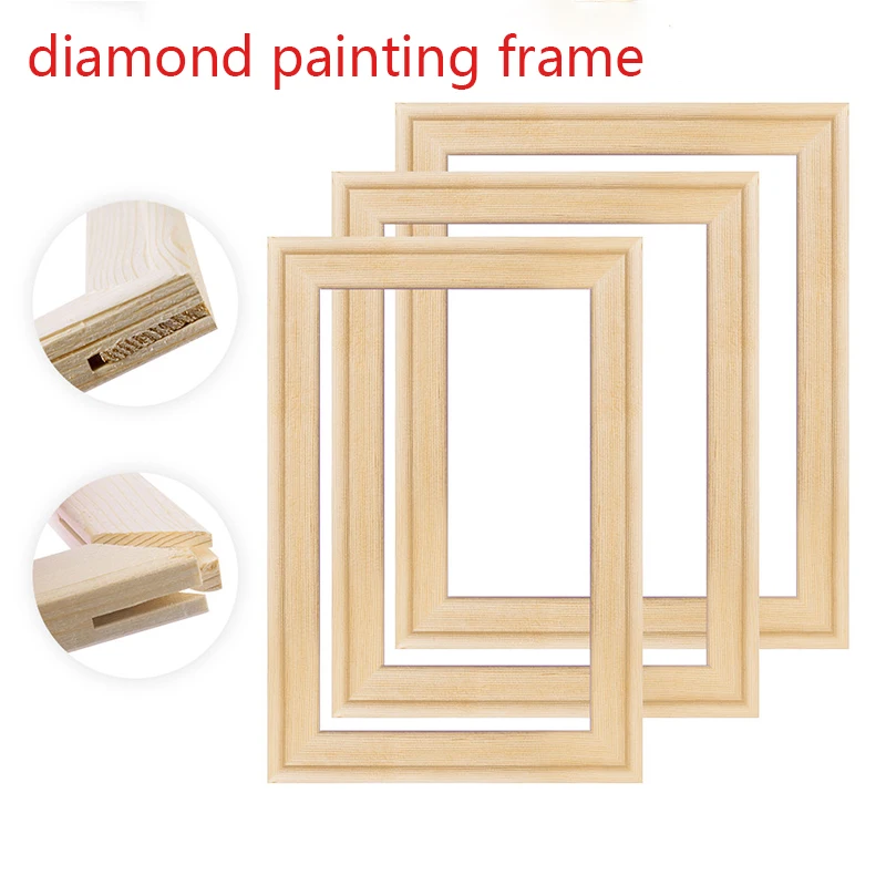 

Natural wooden oil painting diamond painting frame wall art large DIY canvas painting frame poster hanger frame home decoration
