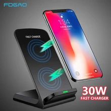 30W Qi Wireless Charger For iPhone 13 12 11 XS X XR 8 Type C Fast Charging Dock Stand for Samsung S21 S20 S10 Phone Quick Charge