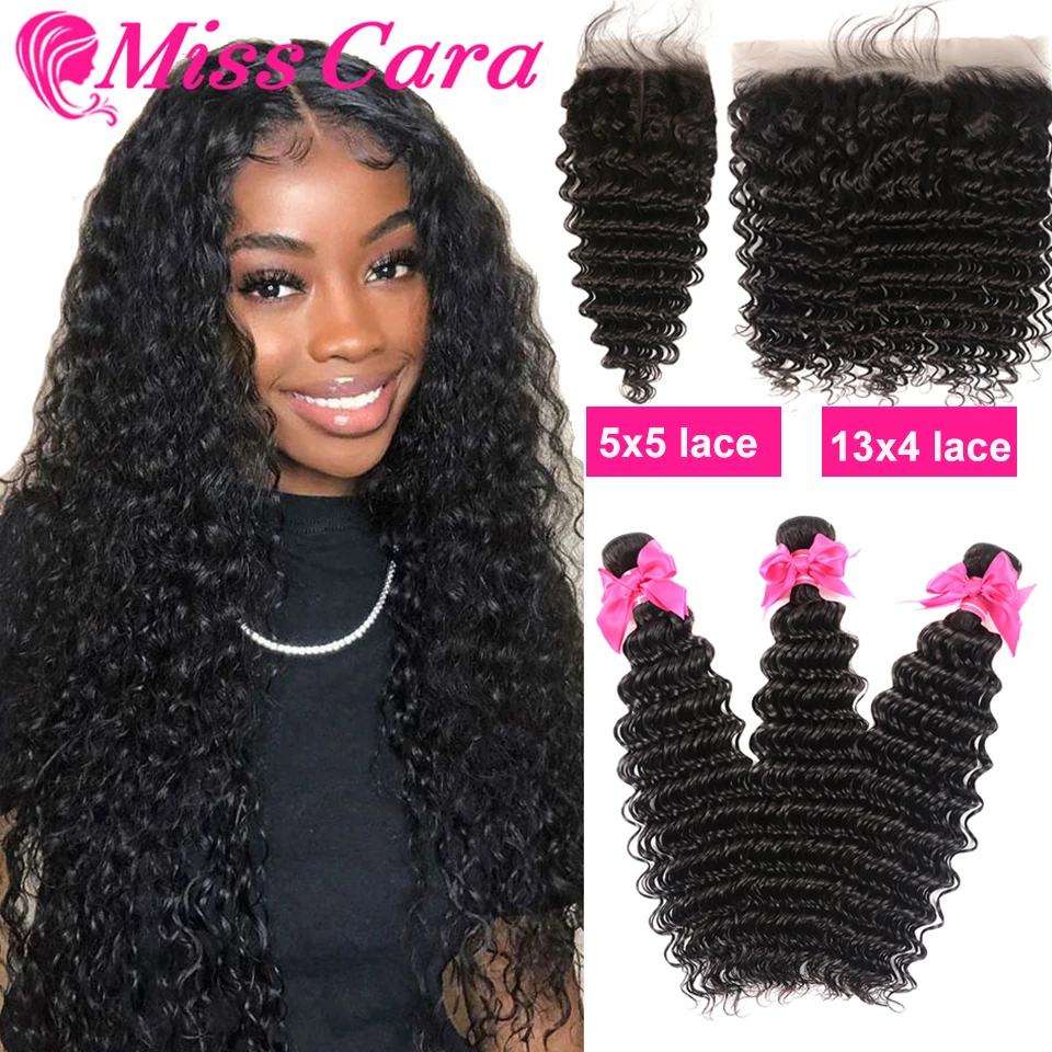 5X5 HD Прозрачная Кружевная застежка с пряди перуанских волос глубокая волна