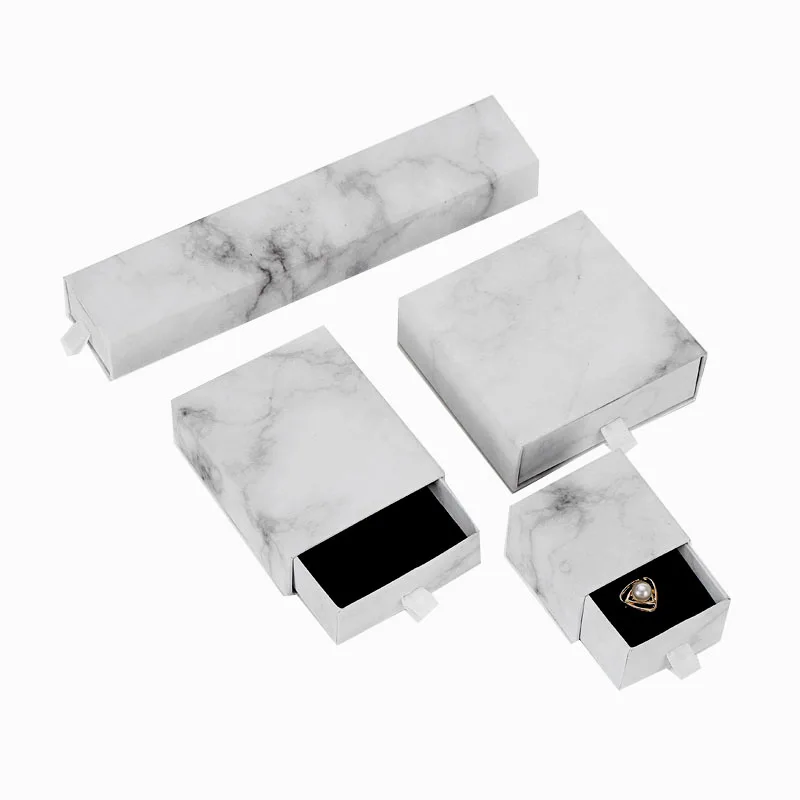 Gift Box 60pc/lot Available Box for jewelry Marble Paper Draw Box for Ring Earring Pendant Display Jewelry Gifts Storage Cases