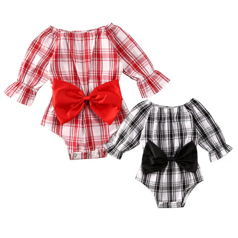 Рождественская Одежда для новорожденных и маленьких девочек комбинезон боди