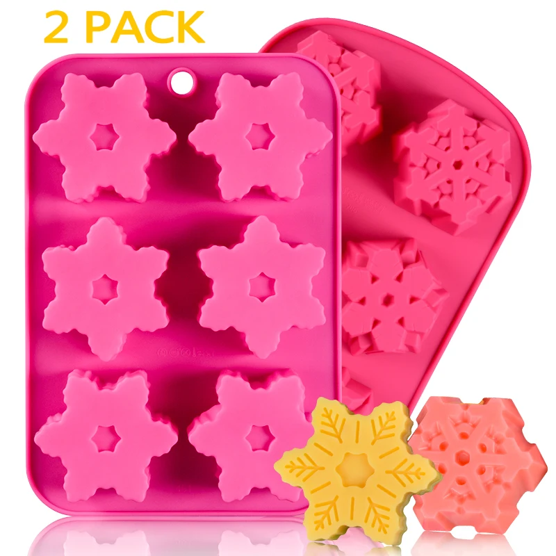 SJ 2 снежинки силиконовые формы для мыла мыльницы ручной работы Рождество Пресс 3D