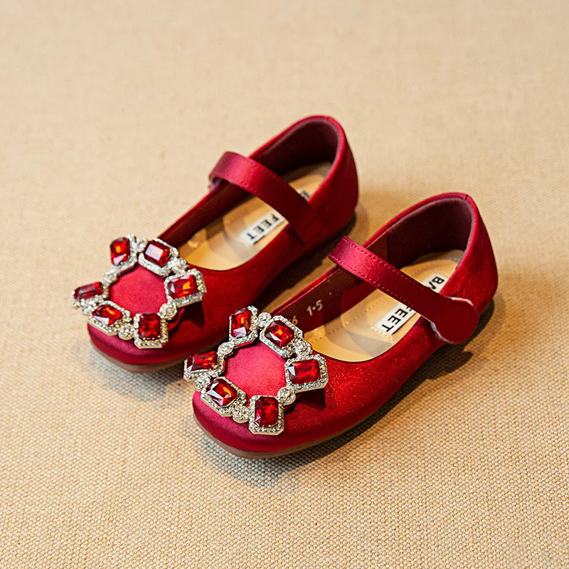 

Size 24-37 Rhinestone Girs Casual Shoes Non-slip Top Quality Princess Shoes Party Kids Single Shoes
