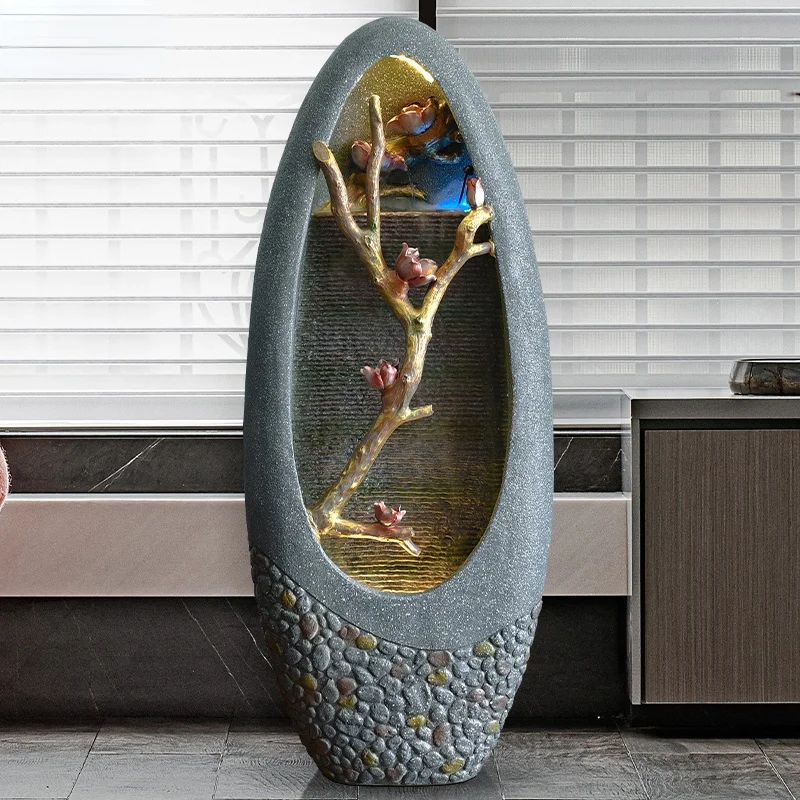 

GY Good Luck Comes Lucky Flowing Water Ornaments Circular Modern Minimalist Floor Fountain Living Room Decorations