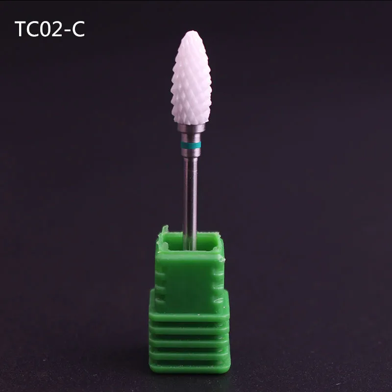 TC02 1 шт. керамические сверла для ногтей 3/3" хвостовик для электрического маникюра, педикюра, фрезы, фрезы, напильники, аксессуары Tc01-05 - Цвет: TC02