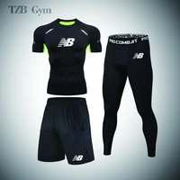 mens running suit gym mma fitness jogging quick drying sports t shirt running tights sports suit cycling basketball sportswear