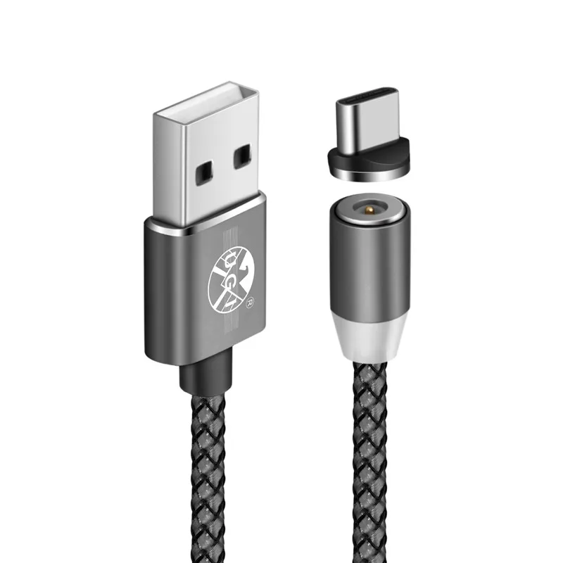 Gray Type-C UGI 2.4A Тип C/iOS/Micro USB Android круглый сильный Магнитный зарядный кабель Лот - Цвет: Gray Type-C