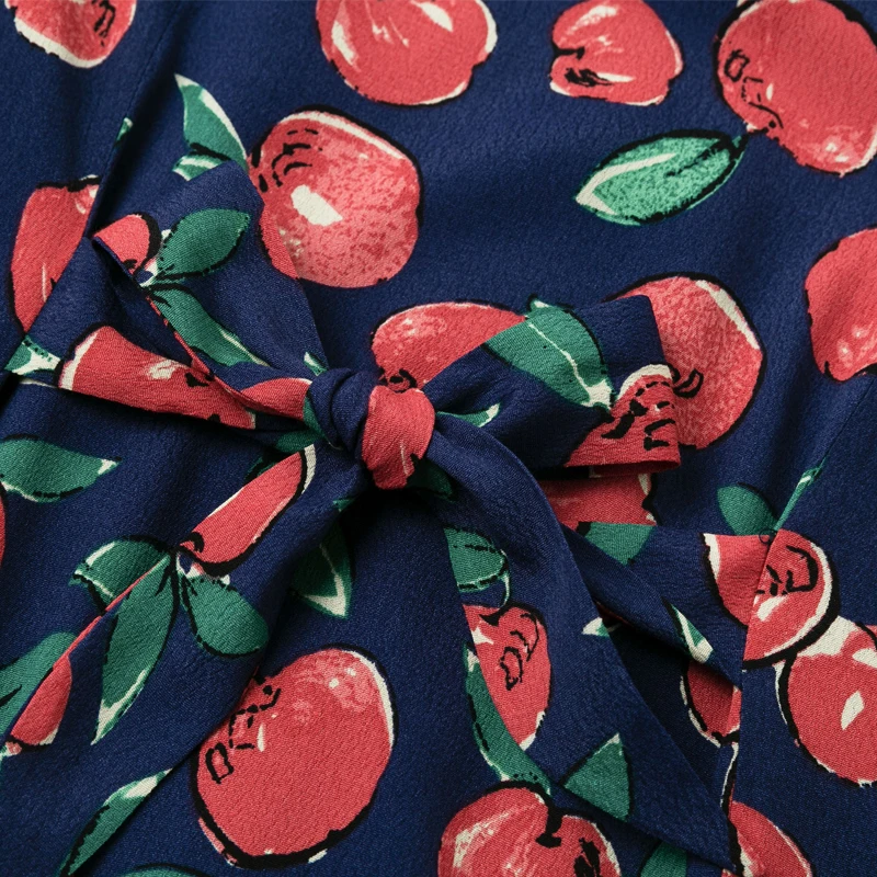 

Zoulv 2021 Casual Short-sleeved V-neck Slim Fruit Print High-quality Dress Vestidos Spring Summer Women Dress