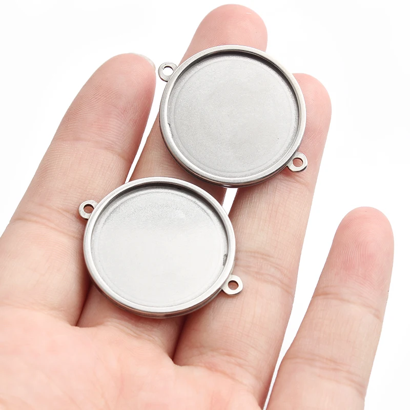 

5pcs Stainless Steel Charms 25mm Dia Round Blank Setting Tray Pendant Connector Jewelry Fashion Bracelet Jewelry Making