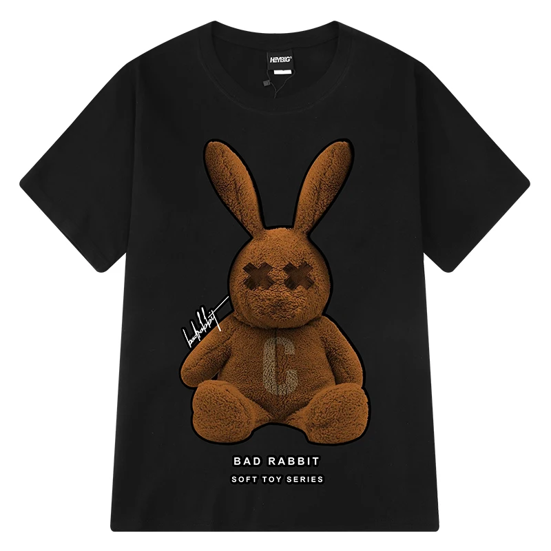 20SS уличная одежда ретро INS мультфильм кролик Мужская футболка High Street Ussr Signet