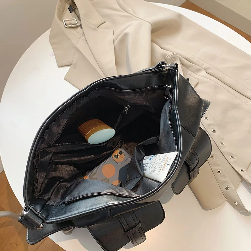 

European American Casual Big Bag Women 2021 Designer PU Ladies Shoulder Large-capacity Multi-pocket Bags Shopper Crossbody Bag