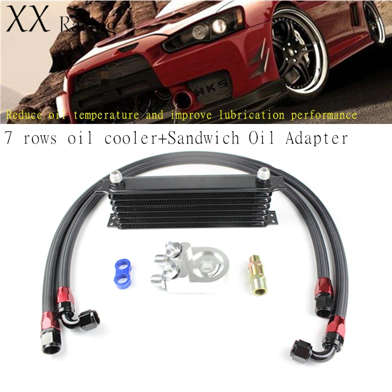 

Масляный радиатор адаптер сэндвич и 7 рядов масляный радиатор Синий автомобильный радиатор комплект провод плетеная труба