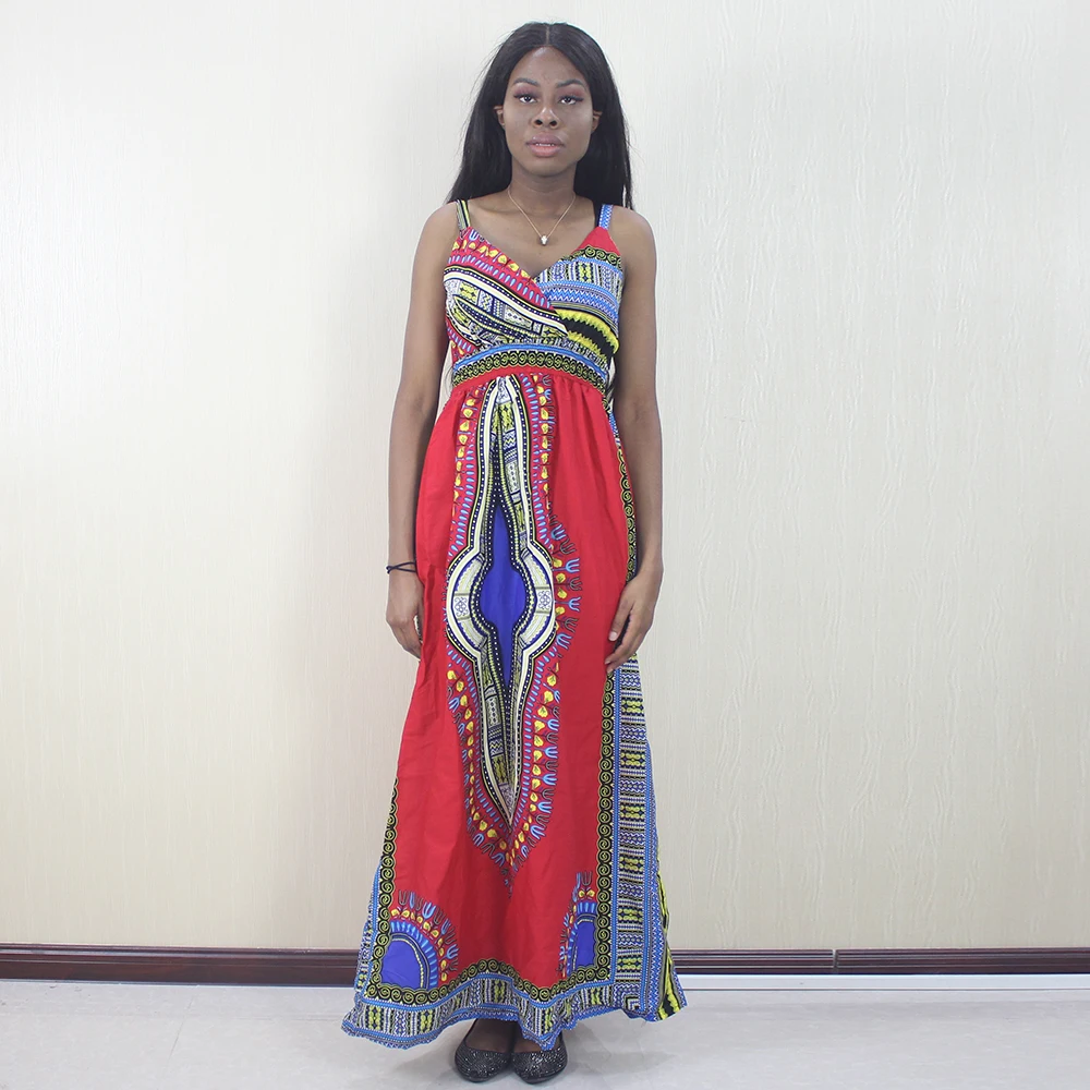 

Новейшие африканские Дашики шикарные с высокой талией на бретельках сексуальное длинное платье повседневное платье женские платья