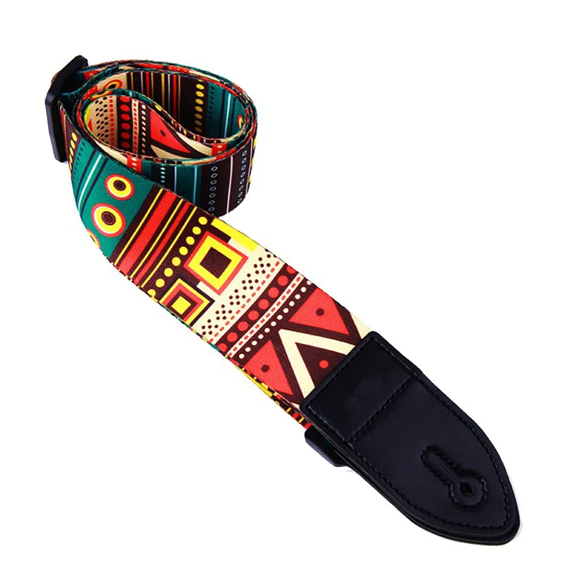 Из искусственной кожи Регулируемый ремень для гитары молнии пламени шаблон