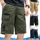 Шорты-карго мужские хлопковые, летние короткие штаны в стиле милитари, тактические повседневные уличные брюки до колен, цвета хаки, 2021