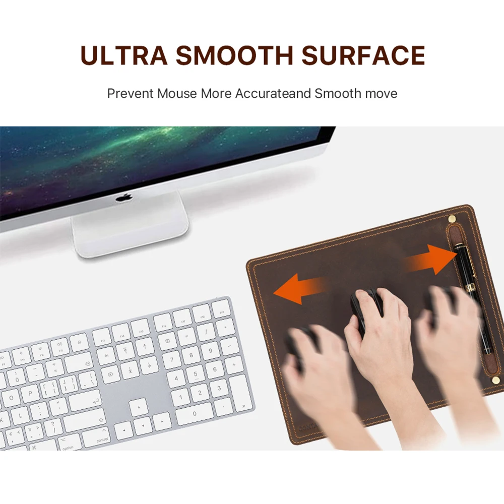 genuine leather mouse pad with pen holder retro deak mat anit slip suitable for business office desktop macbook laptop gaming free global shipping