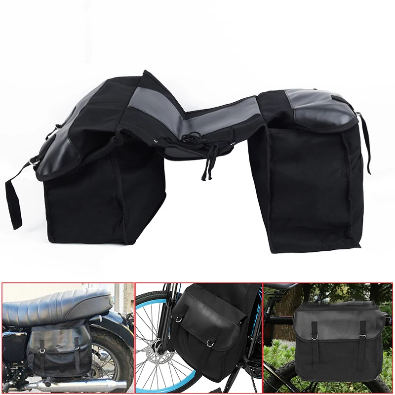 

Leather Motorcycle Bag Saddle 38*13*28.6cm Ropes Accessories Spare Kit