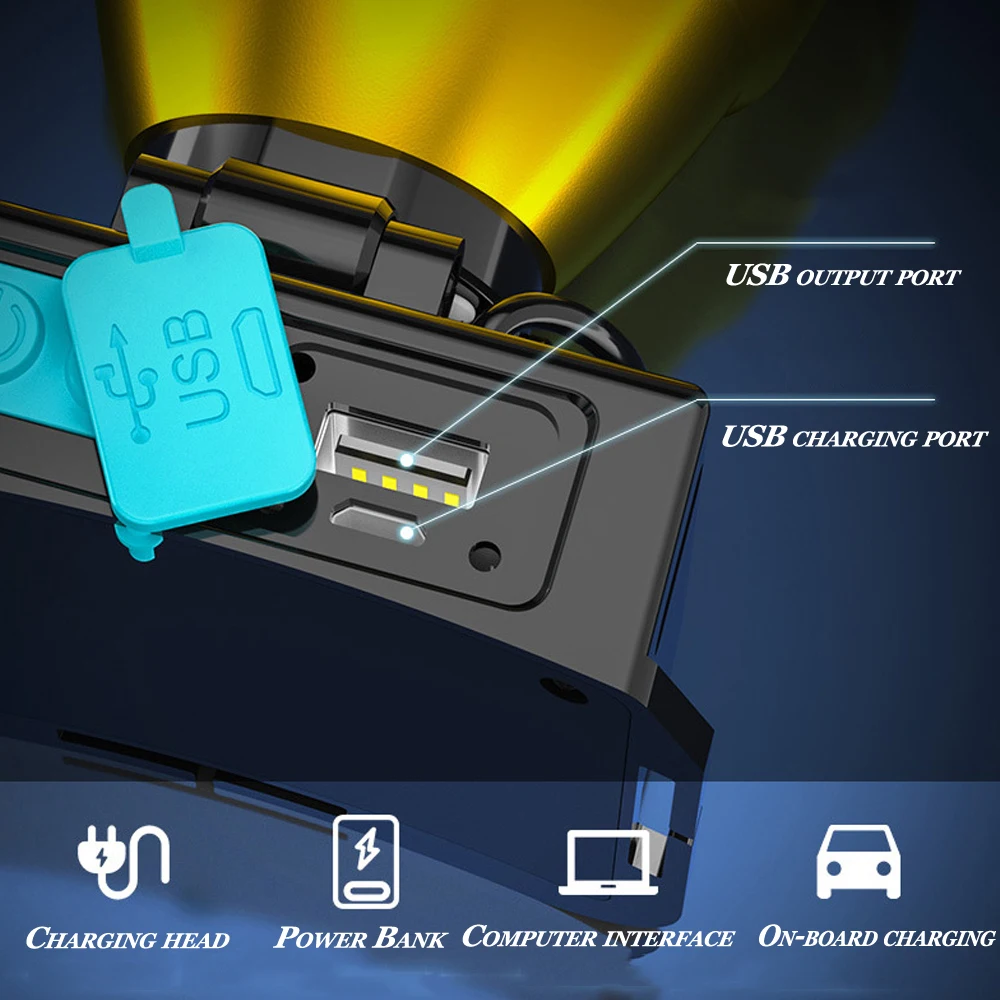 Pаспродажа Светодиодный индукционный налобный фонарь T6 с зарядкой от USB, яркий светильник, лампа с фиксированным фокусом для долговечной ночной рыбалк...