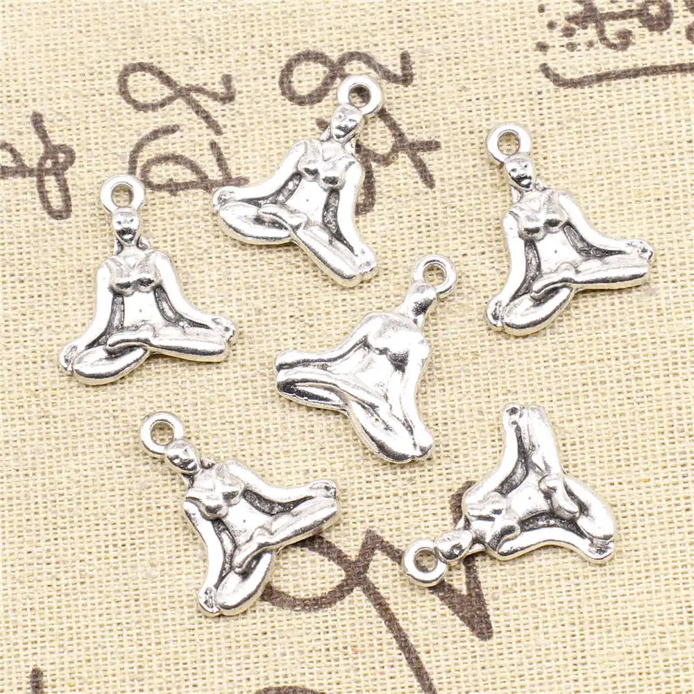 Женские Подвески для йоги размером 21x24 мм античное серебряное покрытие 3 шт. |