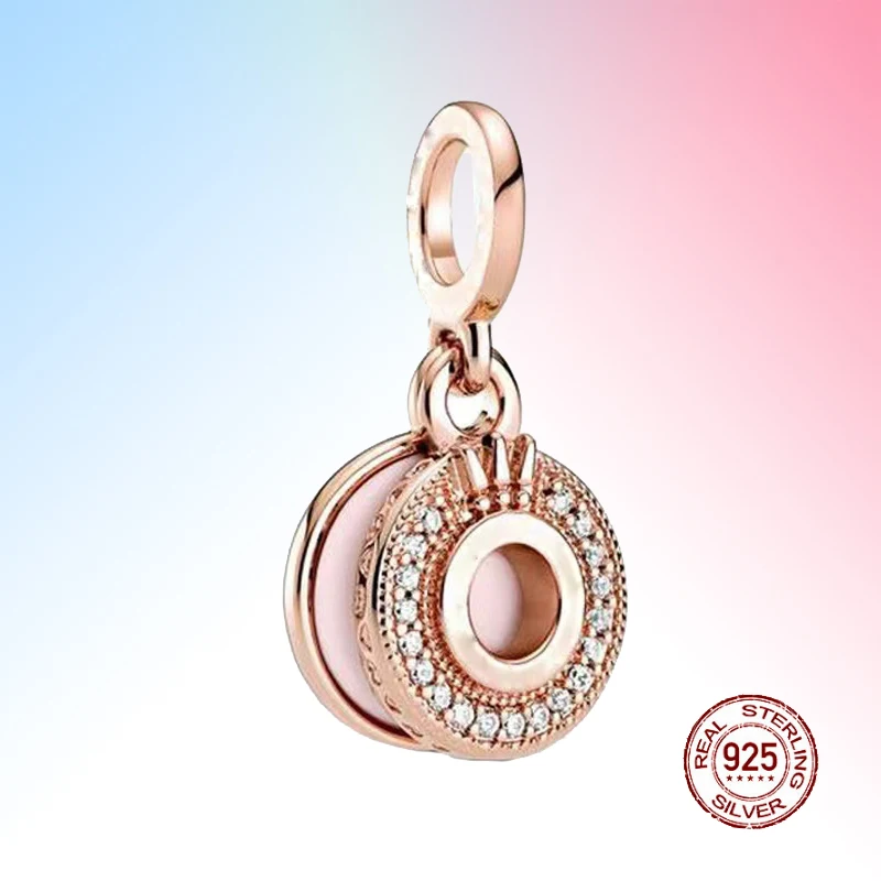 

2021 New fit Original Pandora charms Bracelet jewelry for women 925 Sterling Silver Round shape Pink Pendant DIY Bijoux Beads