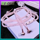 Жемчужное ожерелье DISOUR, наушники-вкладыши, розовое ожерелье со стразами, ювелирные украшения, бусины, наушники с микрофоном для подарка девушкам на день рождения Xiaomi