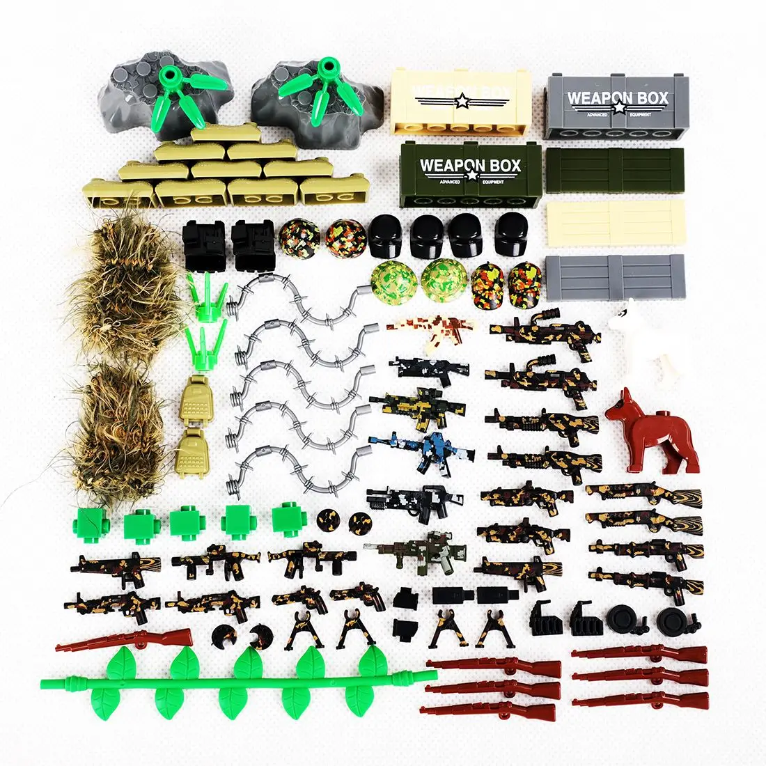 

98Pcs Shooting Game Army Weapon Pack DIY Small Particle Building Block Accessories Kit