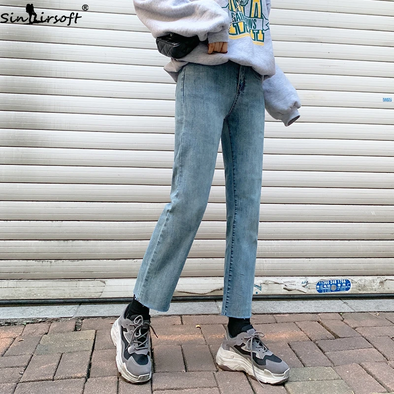 Всесезонные новые хлопковые мягкие и бархатные узкие джинсы с высокой талией