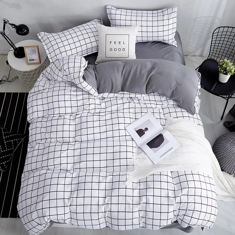 

Nordic Plaid Fasion Family Bed Linen For Home Bedding Sheet Set Kids Quilt Duvet Cover Pillowcases 4pcs Twin Full Queen King