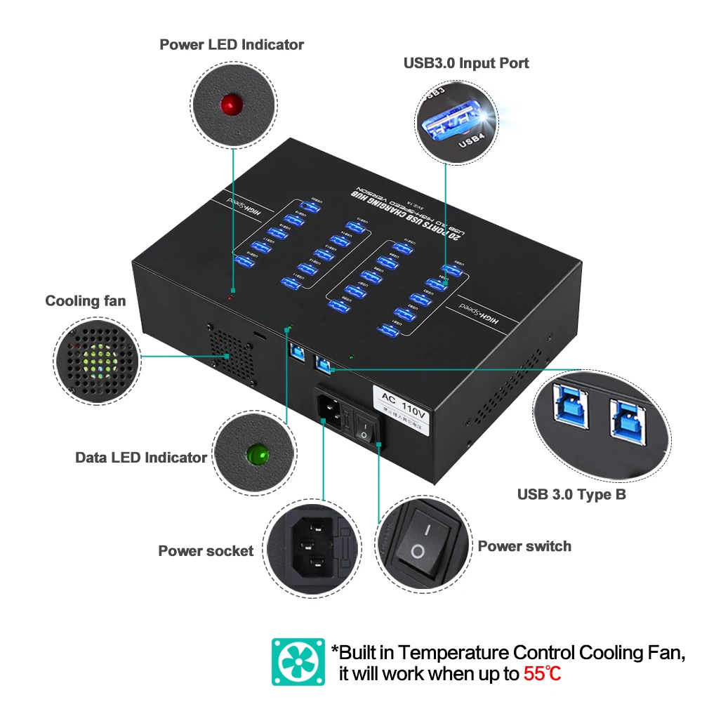 Sipolar 20 промышленный порт USB 3 0 синхронизирует и заряжает концентратор встроенный