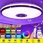 220V современные потолочные светильники затемнения светодиодный RGBW Bluetooth Динамик лампа для контроля уровня громкости приложение Дистанционное Управление дома вечерние украшения освещение